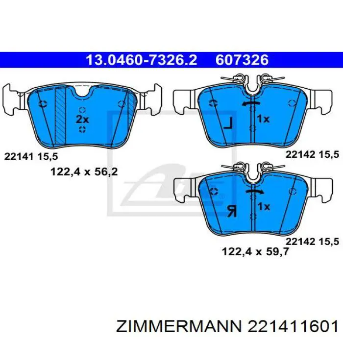 Pastillas traseras de freno Zimmermann 221411601 precio, desde 22,81 EUR