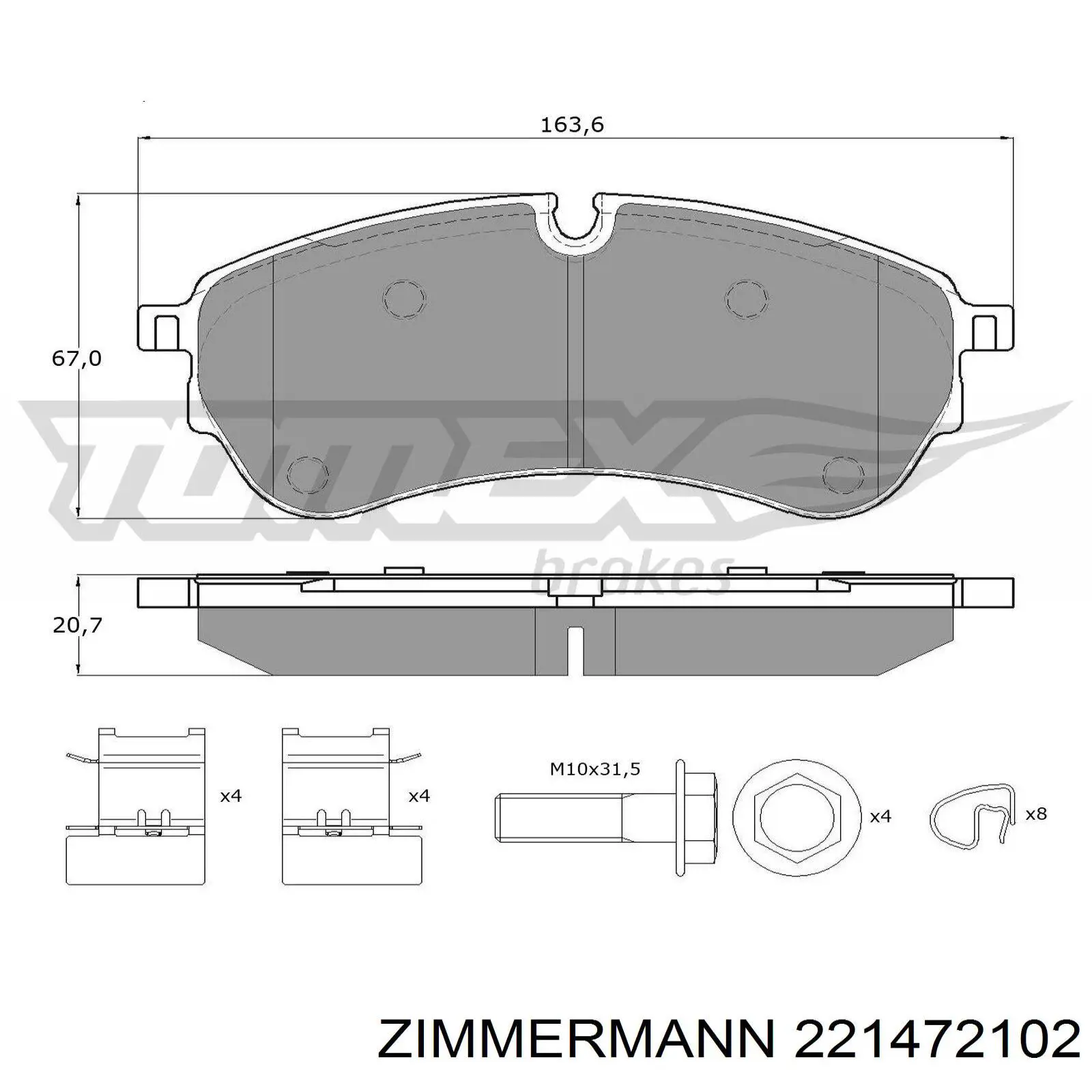 221472102 Zimmermann pastillas de freno delanteras