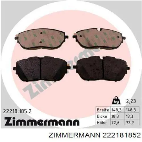 Comprar 222181852 Zimmermann Pastillas delanteras de freno