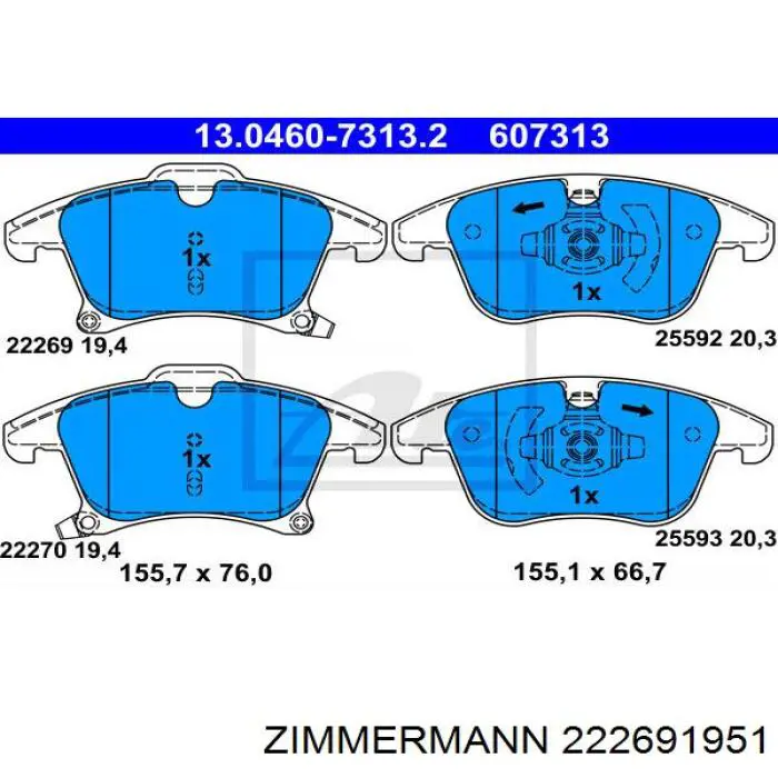 Pastillas freno delanteras Zimmermann 222691951 precio, desde 39,28 EUR