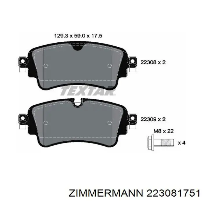 223081751 Zimmermann Pastillas freno traseras