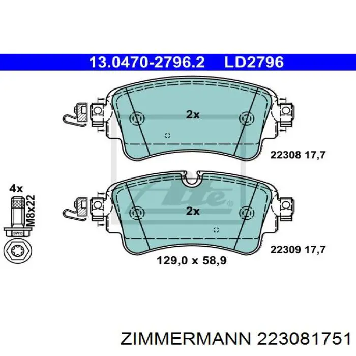 Comprar 223081751 Zimmermann Pastillas de freno traseras