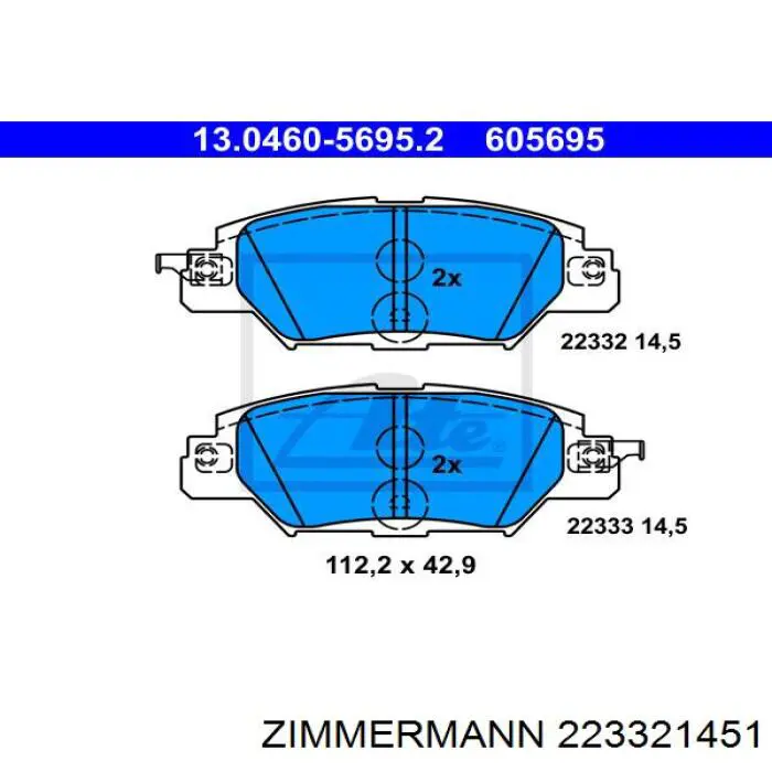 Pastillas traseras de freno Zimmermann 223321451 precio, desde 30,65 EUR