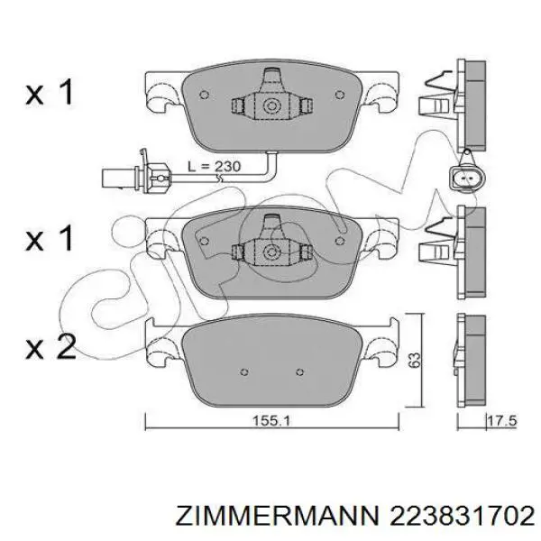 Pastillas de freno delanteras Zimmermann 223831702