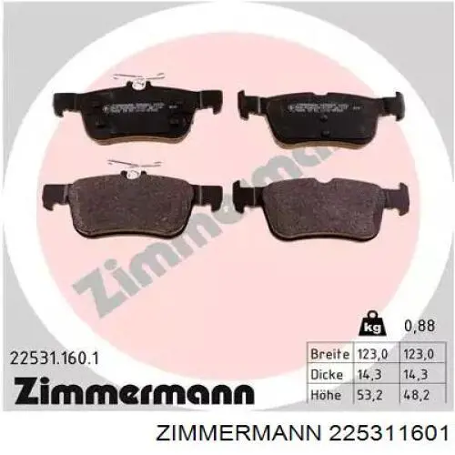 Comprar 225311601 Zimmermann Pastillas de freno traseras