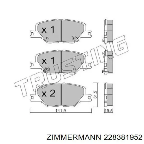 228381952 Zimmermann pastillas de freno delanteras