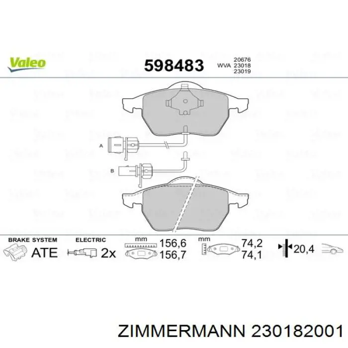 Pastillas de freno delanteras Zimmermann 230182001
