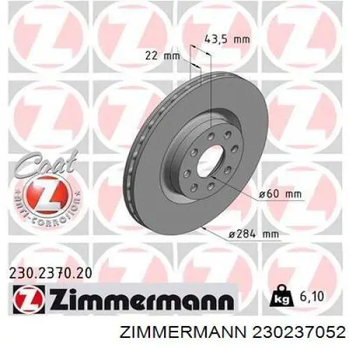 230.2370.52 Zimmermann freno de disco delantero