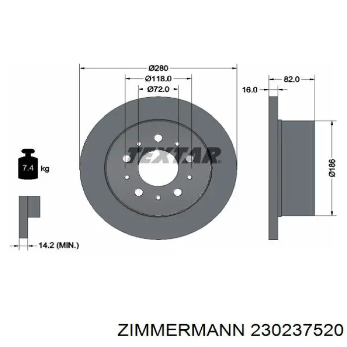 230237520 Zimmermann disco de freno trasero