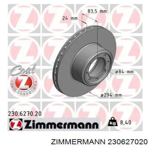 230627020 Zimmermann disco de freno trasero