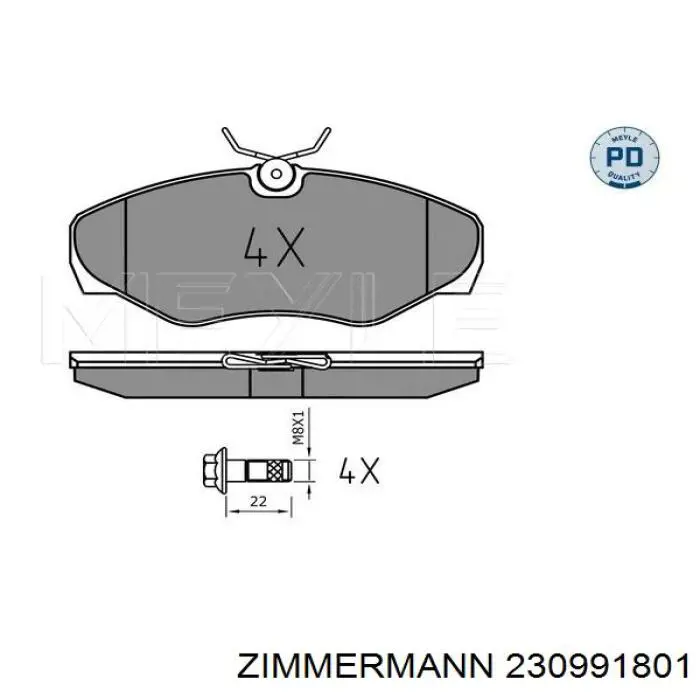 230991801 Zimmermann pastillas de freno delanteras