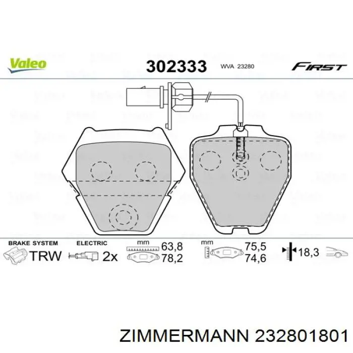 232801801 Zimmermann pastillas de freno delanteras