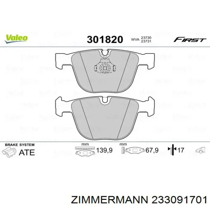 Pastillas traseras de freno Zimmermann 233091701 precio, desde 29,10 EUR