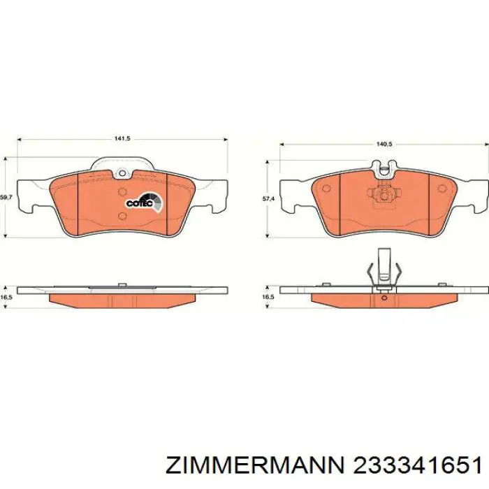 Comprar 233341651 Zimmermann Pastillas de freno traseras