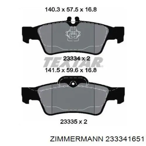 Pastillas traseras de freno Zimmermann 233341651 precio, desde 24,33 EUR