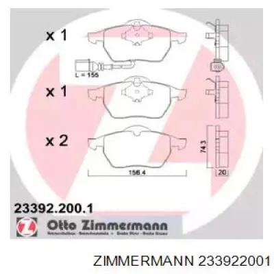 Comprar 233922001 Zimmermann Pastillas delanteras de freno