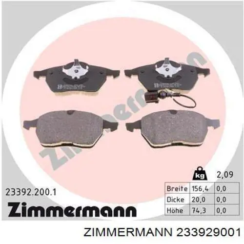 233929001 Zimmermann Pastillas delanteras