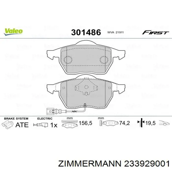 Pastillas freno delanteras Zimmermann 233929001 precio, desde 29,23 EUR