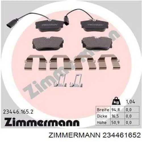 234461652 Zimmermann pastillas de freno traseras