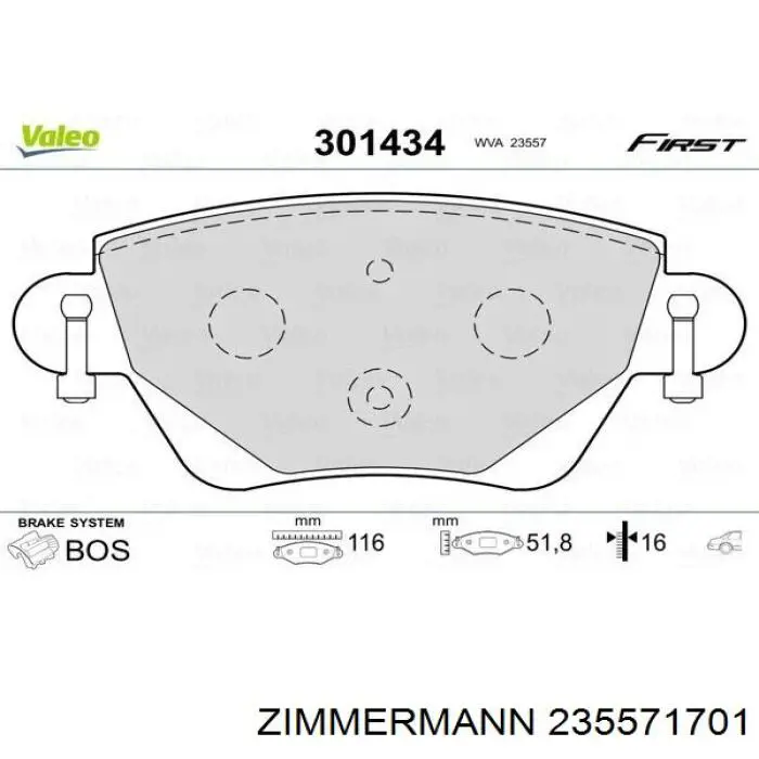 235571701 Zimmermann pastillas de freno traseras