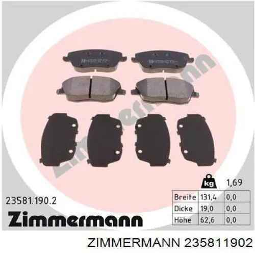 235811902 Zimmermann pastillas de freno delanteras