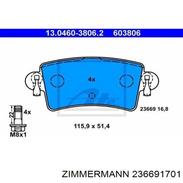 23669.170.1 Zimmermann pastillas de freno traseras