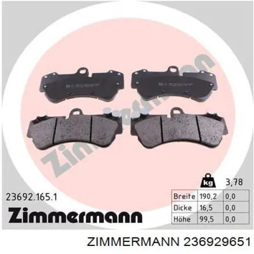 236929651 Zimmermann pastillas de freno delanteras