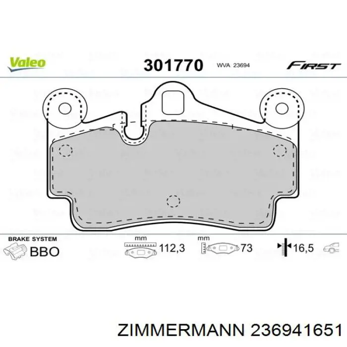 Pastillas de freno traseras 236941651 Zimmermann