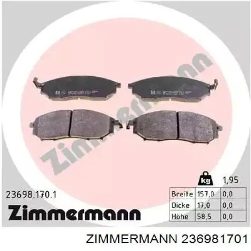Pastillas freno delanteras Zimmermann 236981701 precio, desde 29,63 EUR