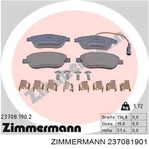 237081901 Zimmermann pastillas de freno delanteras