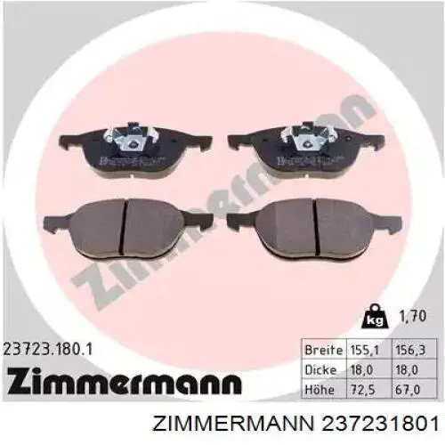 Pastillas freno delanteras Zimmermann 237231801 precio, desde 33,61 EUR