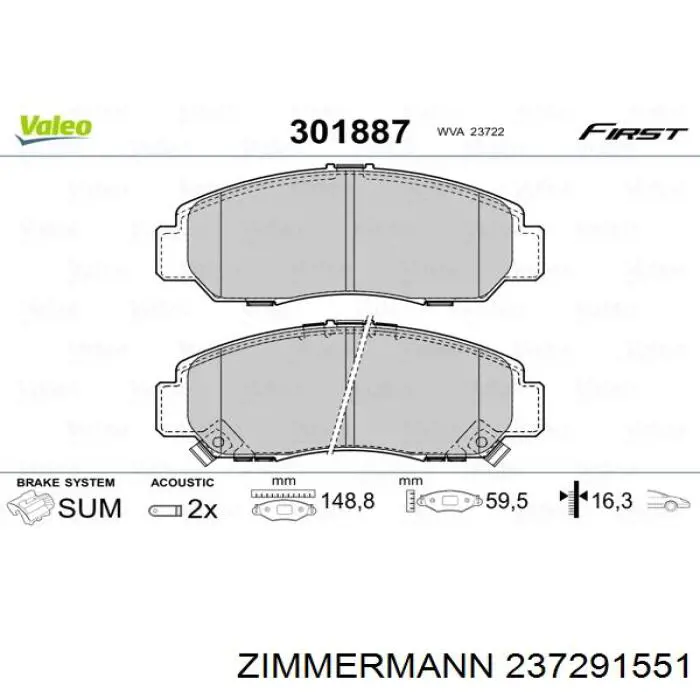 Comprar 237291551 Zimmermann Pastillas delanteras de freno