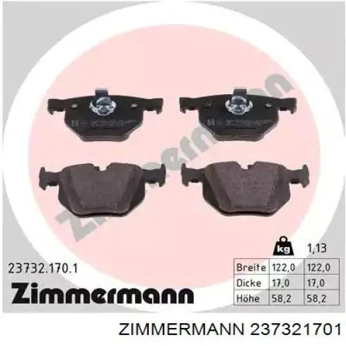 Pastillas traseras de freno Zimmermann 237321701 precio, desde 32,60 EUR