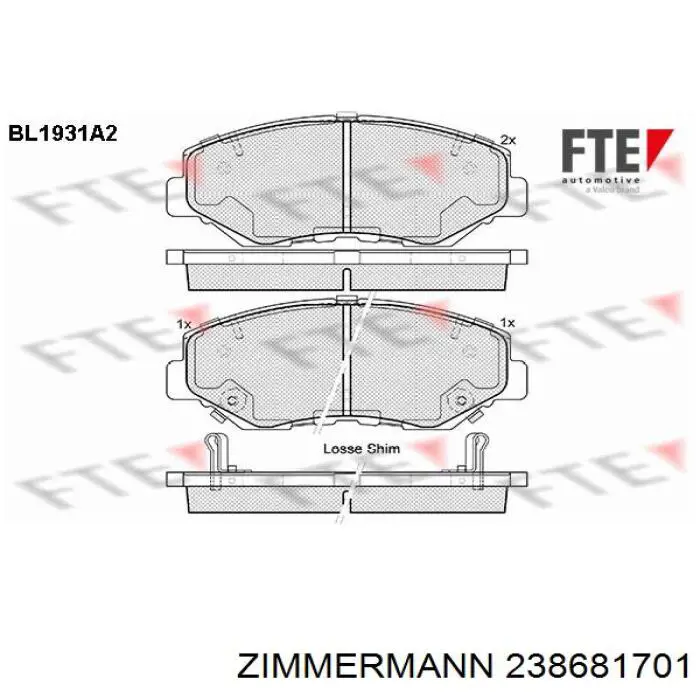 Pastillas de freno delanteras Zimmermann 238681701