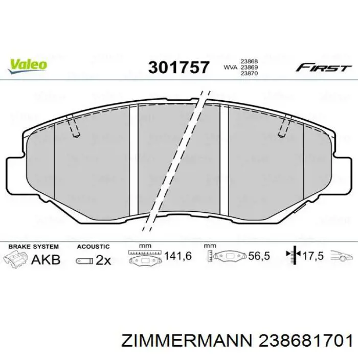 Comprar 238681701 Zimmermann Pastillas delanteras de freno