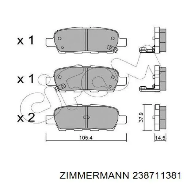 Pastillas traseras de freno Zimmermann 238711381 precio, desde 19,53 EUR