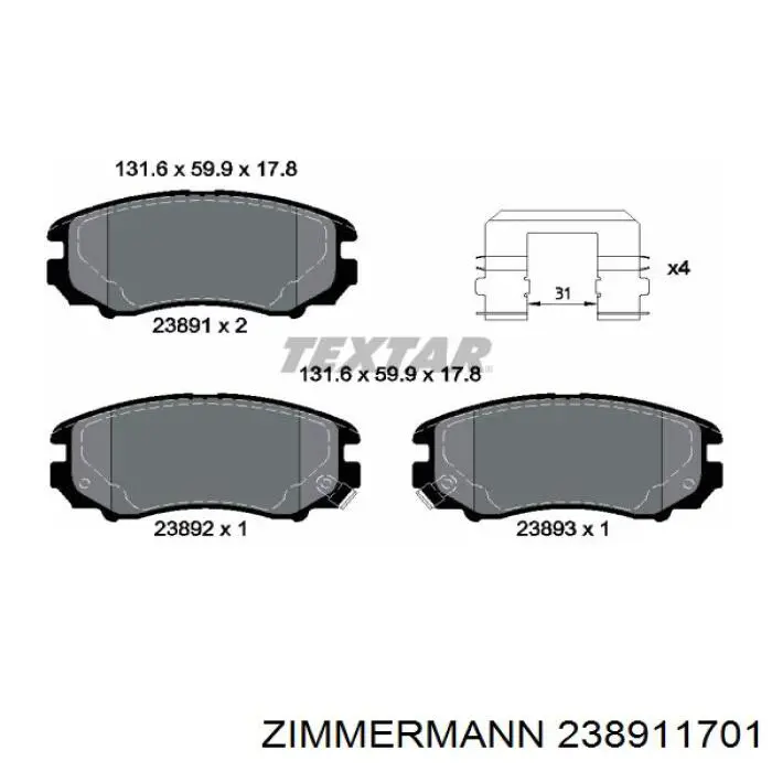 Pastillas de freno 238911701 Zimmermann