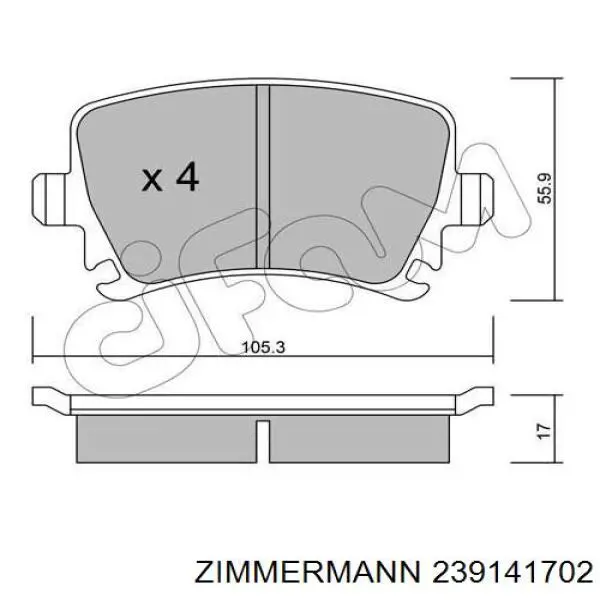 Pastillas de freno traseras 239141702 Zimmermann