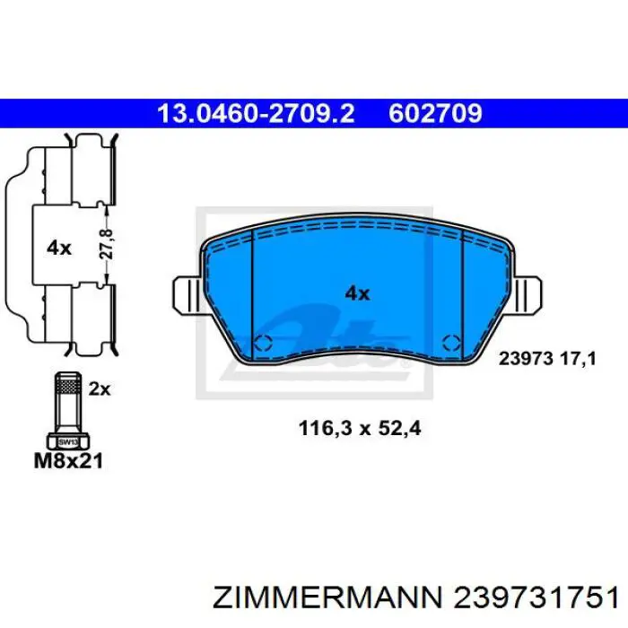 239731751 Zimmermann pastillas de freno delanteras