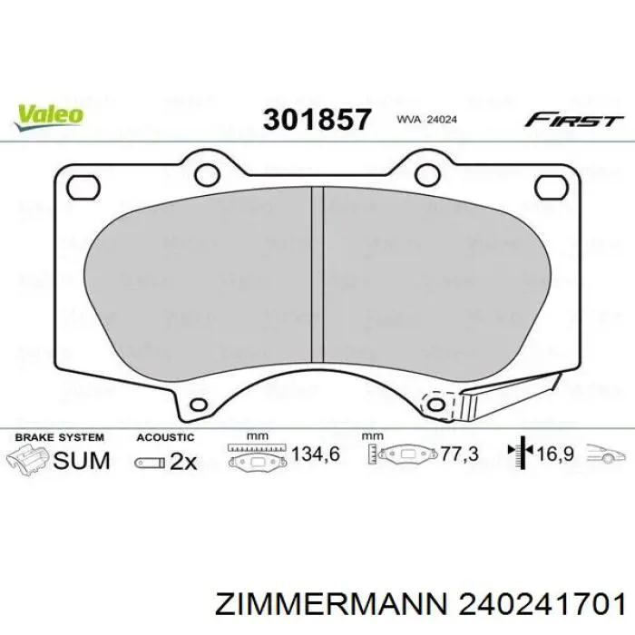 Comprar 240241701 Zimmermann Pastillas delanteras de freno