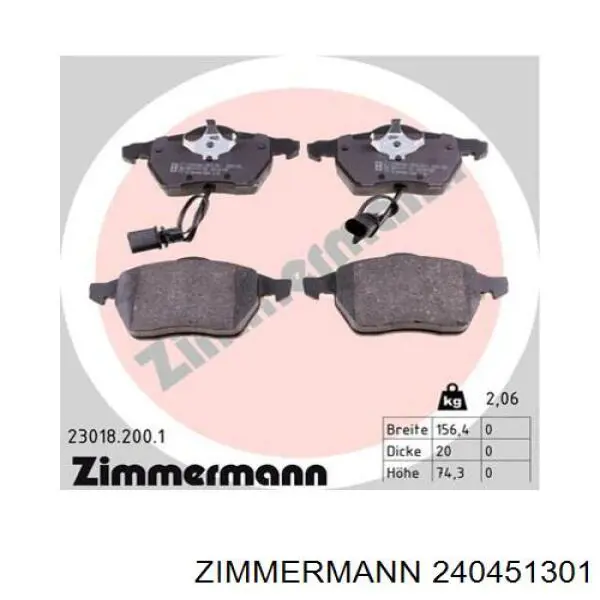 Pastillas traseras Zimmermann 240451301