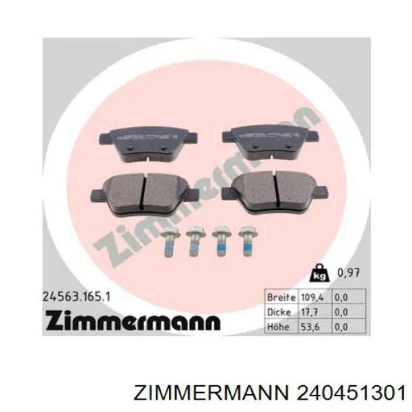 Pastillas traseras de freno Zimmermann 240451301 precio, desde 19,33 EUR