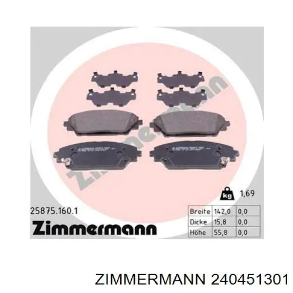 Comprar 240451301 Zimmermann Pastillas de freno traseras