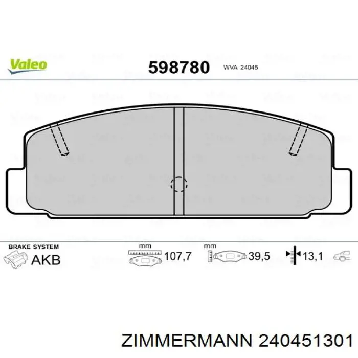 Comprar 240451301 Zimmermann Pastillas de freno traseras