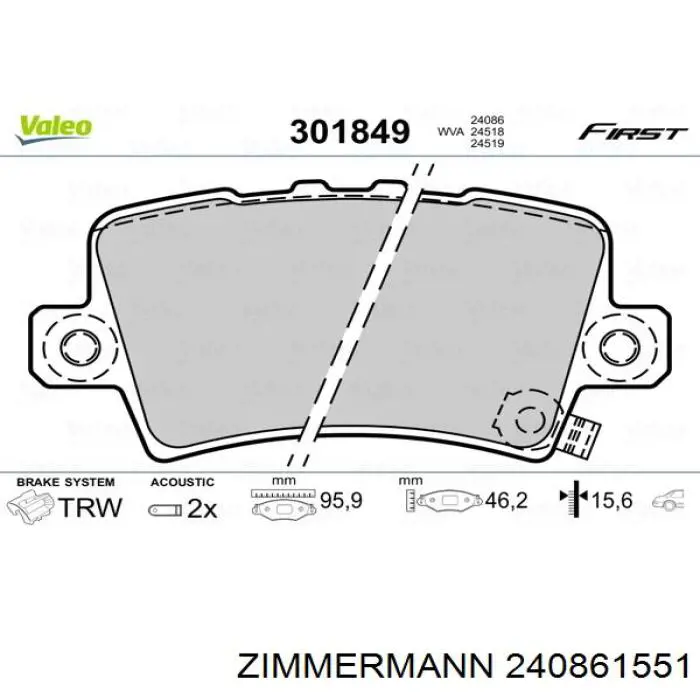 240861551 Zimmermann pastillas de freno traseras