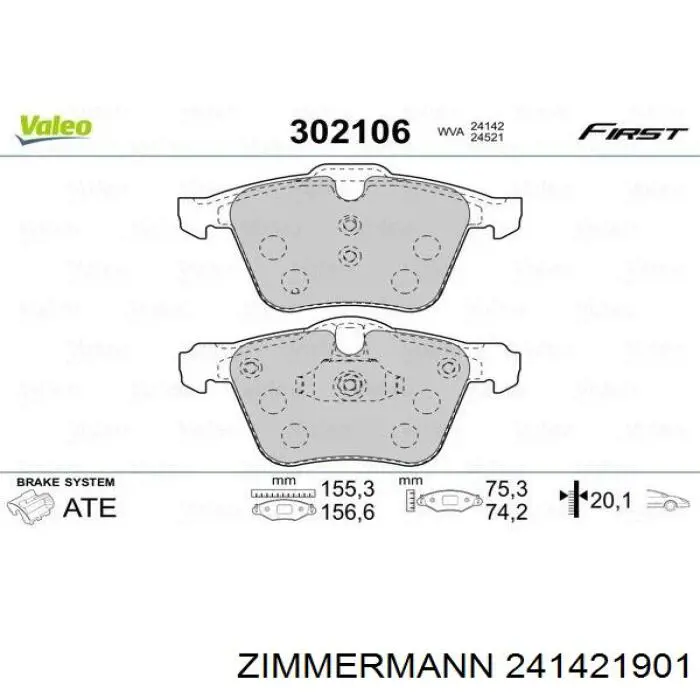 241421901 Zimmermann pastillas de freno delanteras