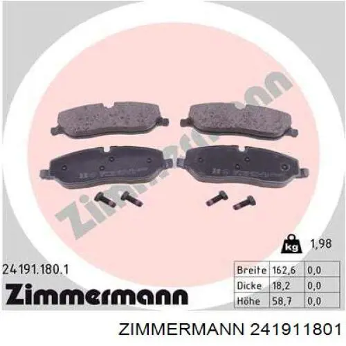 24191.180.1 Zimmermann pastillas de freno delanteras