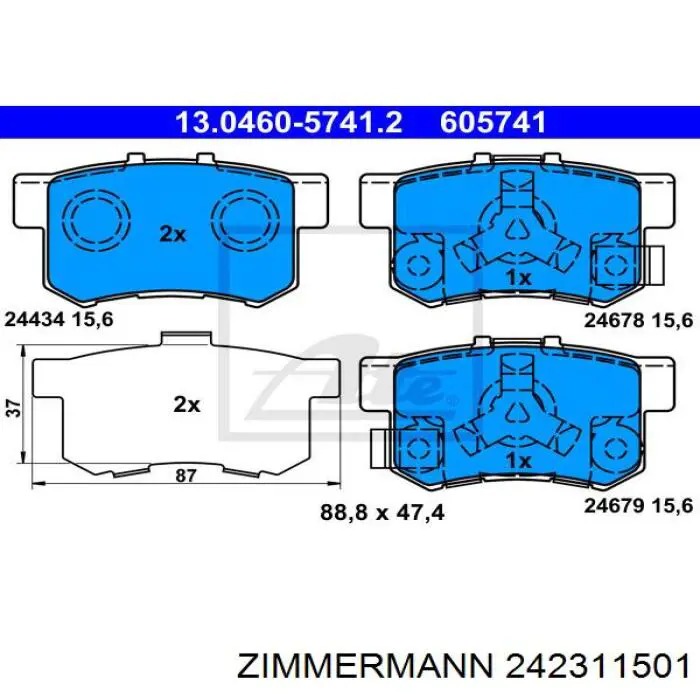 Pastillas traseras de freno Zimmermann 242311501 precio, desde 31,77 EUR