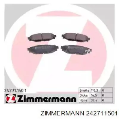 Pastillas traseras Zimmermann 242711501
