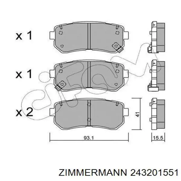 Pastillas traseras Zimmermann 243201551